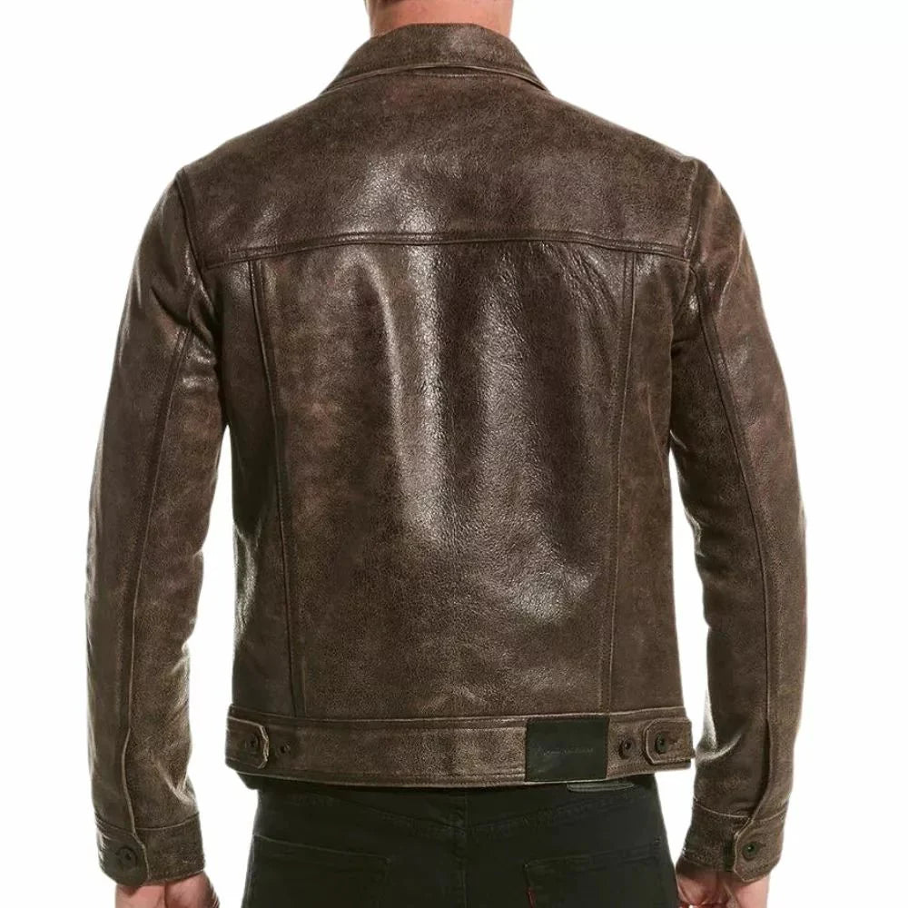 Brown Leather Saul Jacket for Mens - Jackets Charm